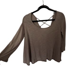 American Eagle low criss-cross back taupe / greige top XS